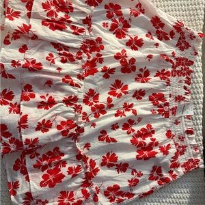 J. Crew White and Red Floral High Waist Shorts